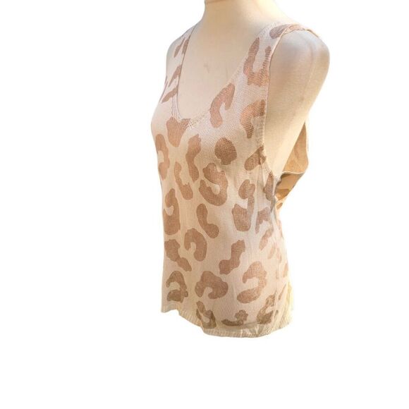 Amoli gold and cream animal print pointelle knit tank top size M/L - Picture 7 of 12